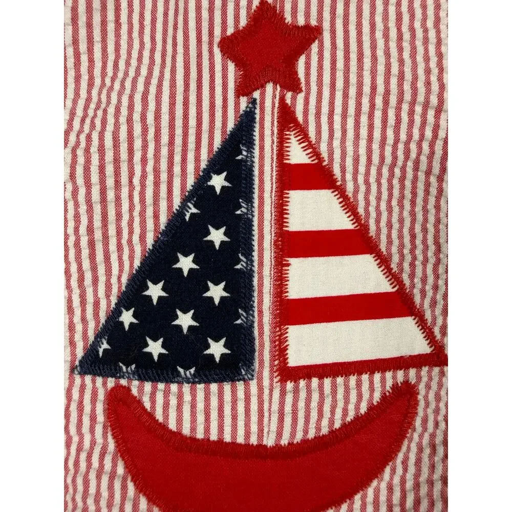 NEW The Bailey Boys USA Boat Seersucker Sailboat Bubble Romper Red 9 Months